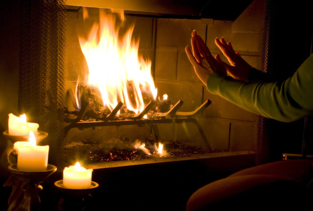 Candles and Fireplace